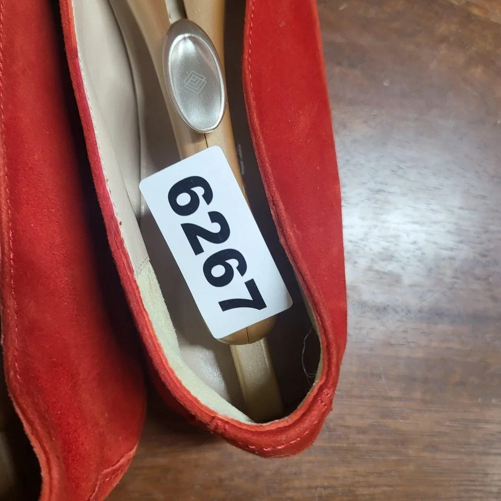 Kiton Loafer Shoes Women Size 8 Red Suede Slip On Dress Handmade‎ Leather Sole